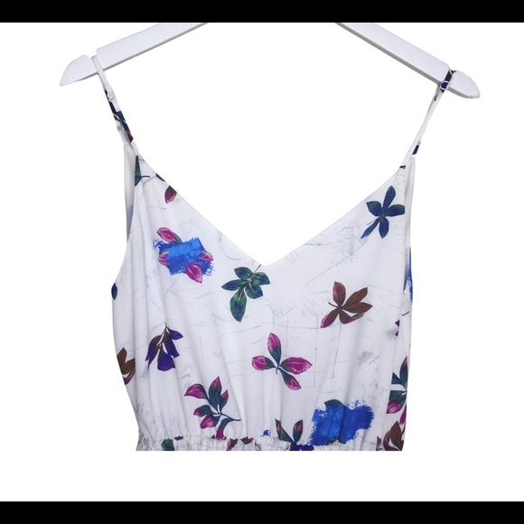 ARITZIA Babaton Casimir Spaghetti Strap Floral Dress With V Cut Ivory Size Small - Picture 4 of 8